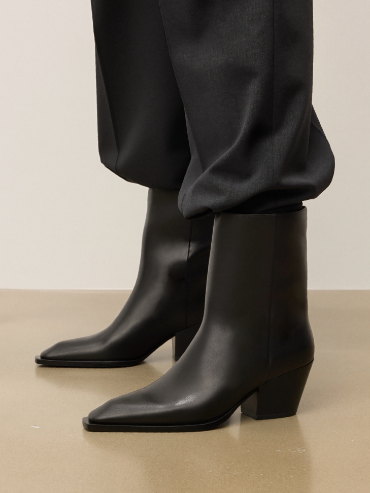 Black cowboy-style boots