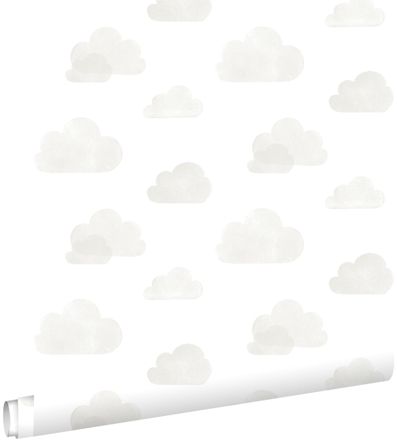 ESTAhome behang wolkjes lichtgrijs en wit - 53 cm x 10.05 m - 138945
