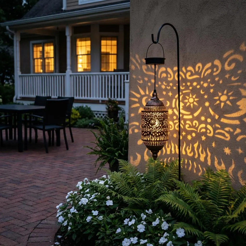 Hanging Solar Lanterns, Outdoor Garden Decorations, Waterproof Moon, Sun, And Star Shapes