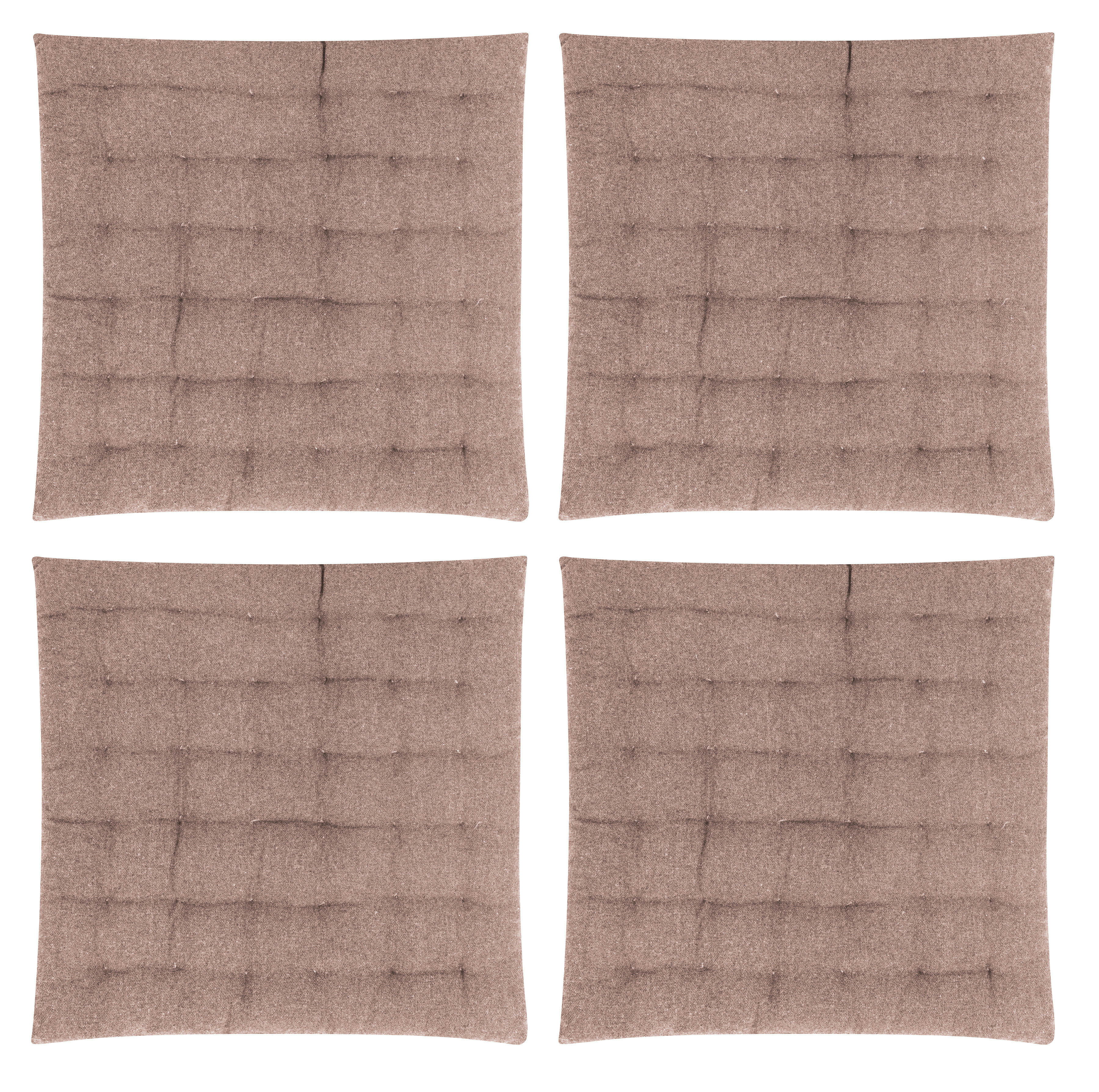 FREYA - Galettes de chaise capitonnées vieux rose -lot de4- 40x40x4