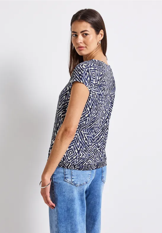 Materialmix Shirt mit Muster