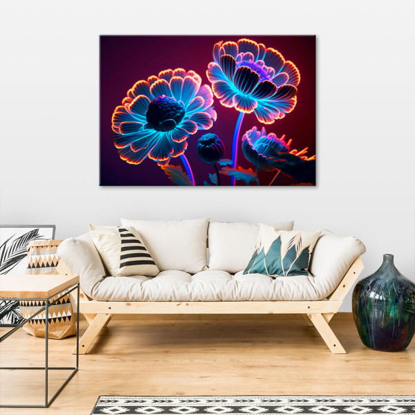 Feeby Obraz na płótnie,Neonowe pączki kwiatów 60x40