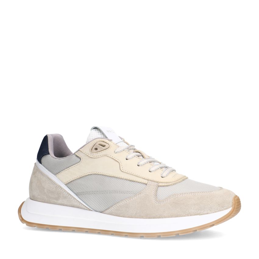 Manfield Beige leren sneakers