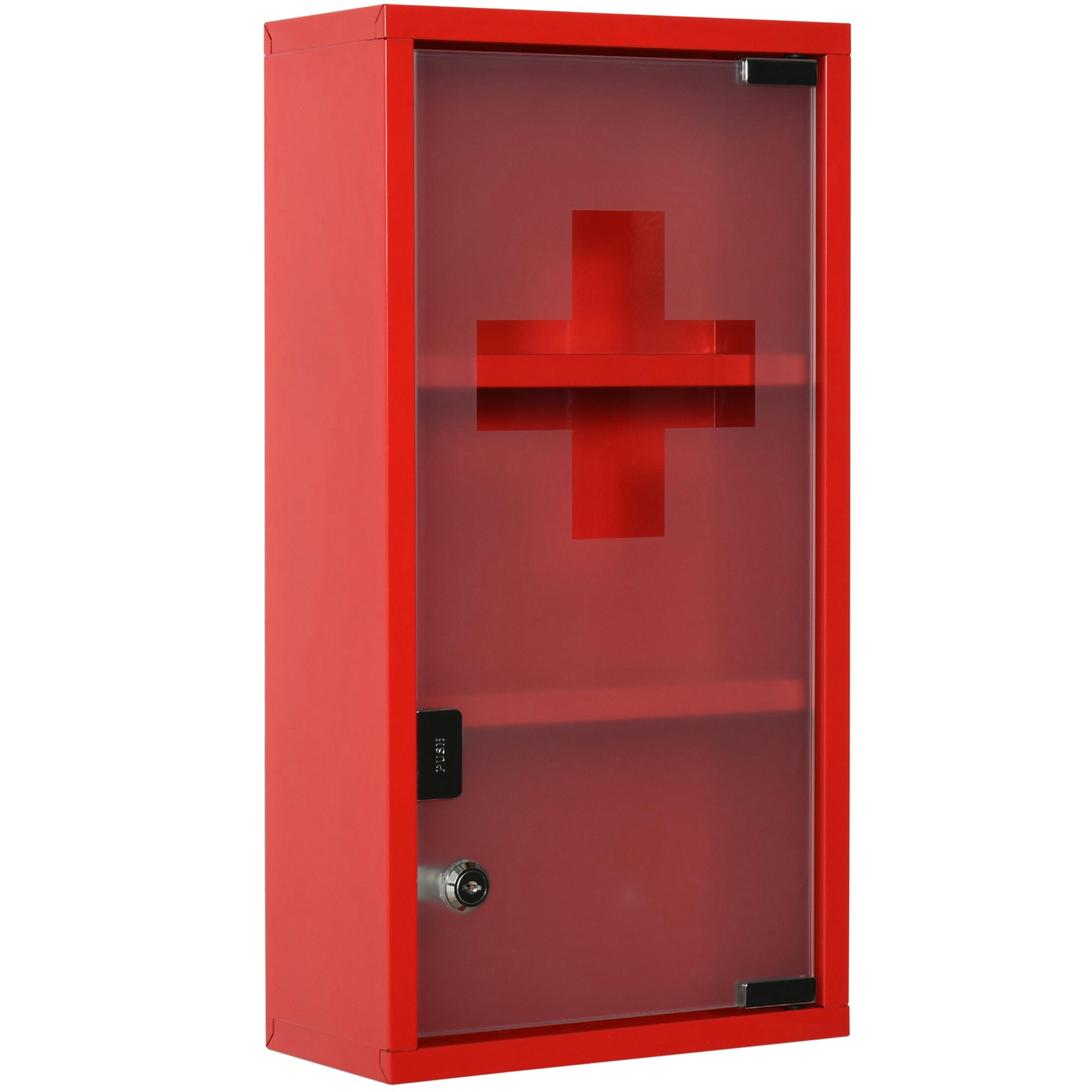 - Armoire à pharmacie 2 étagères porte verre trempé dépoli logo croix