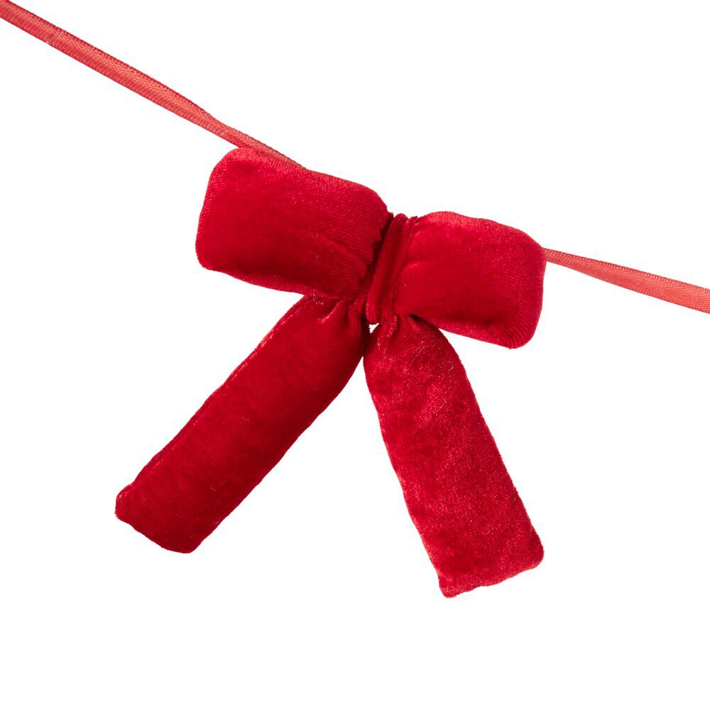 Guirlande de No&euml;l à noeuds velours rouge L170 cm