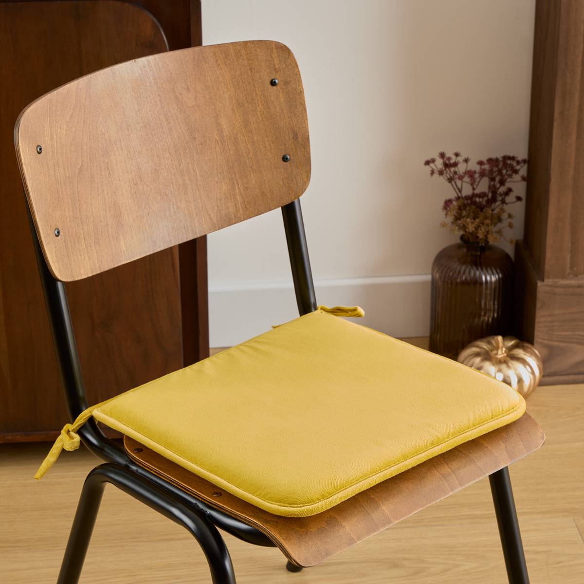 Chair cushion "Lilou" Ochre, 38x38 cm