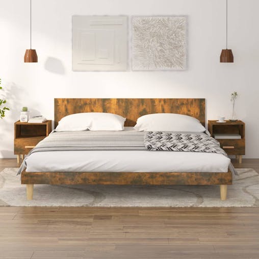 NNEVL Bedside Cabinets 2 pcs Smoked Oak 40x35x47 cm