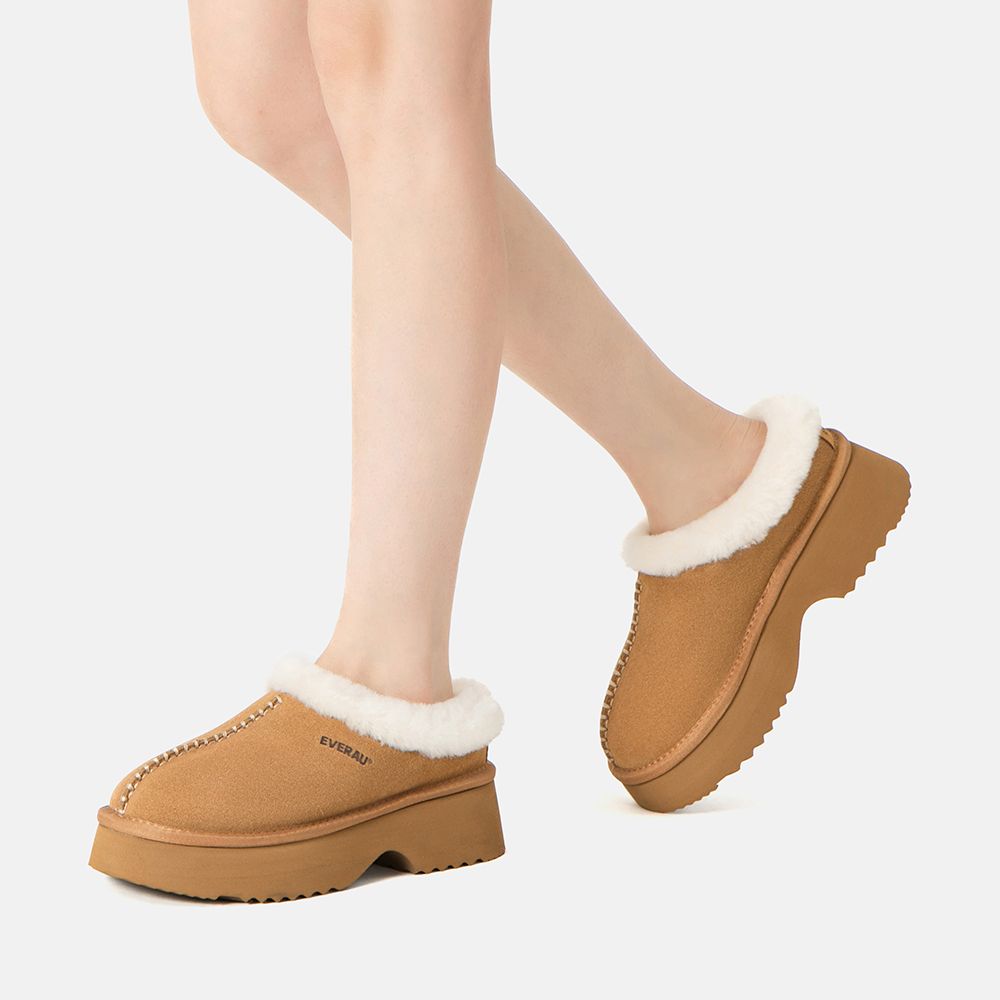 EverAu Australia Women Savanna Ankle Chunky Platform Real Sheepskin Boots