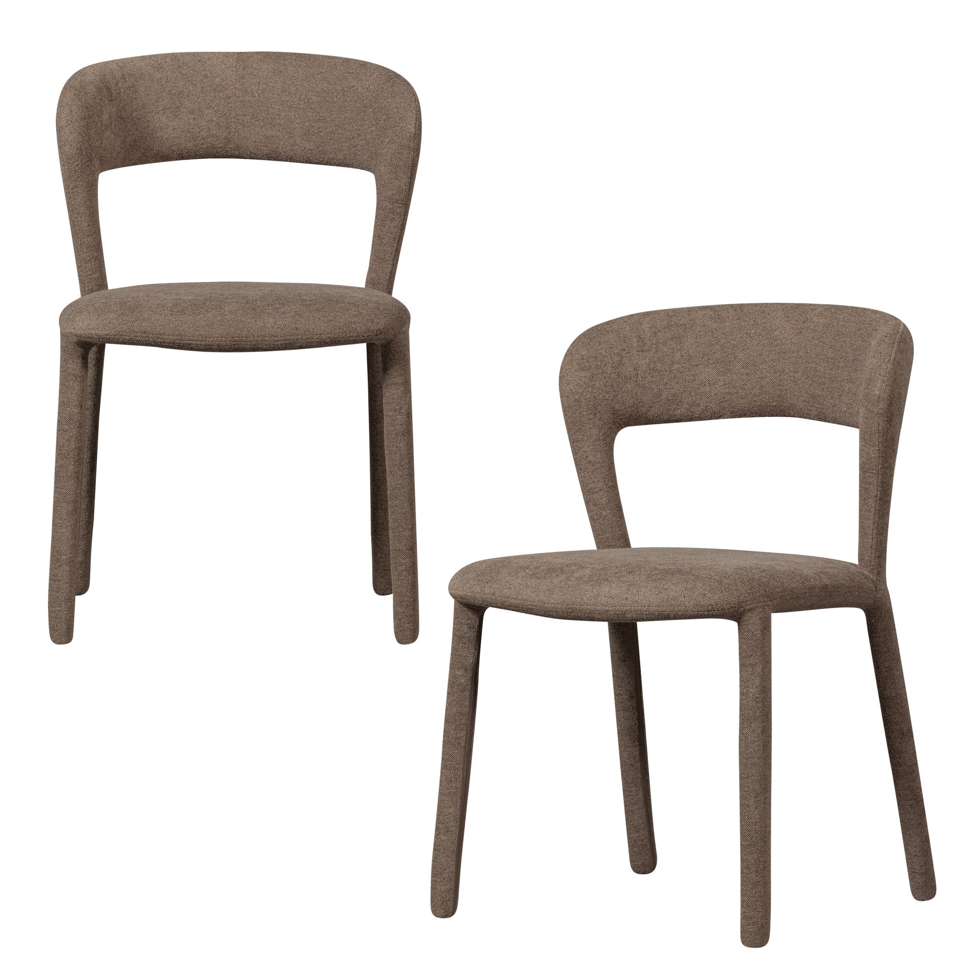 WOOOD eetkamerstoelen Noble - Polyester - Taupe - Set van 2