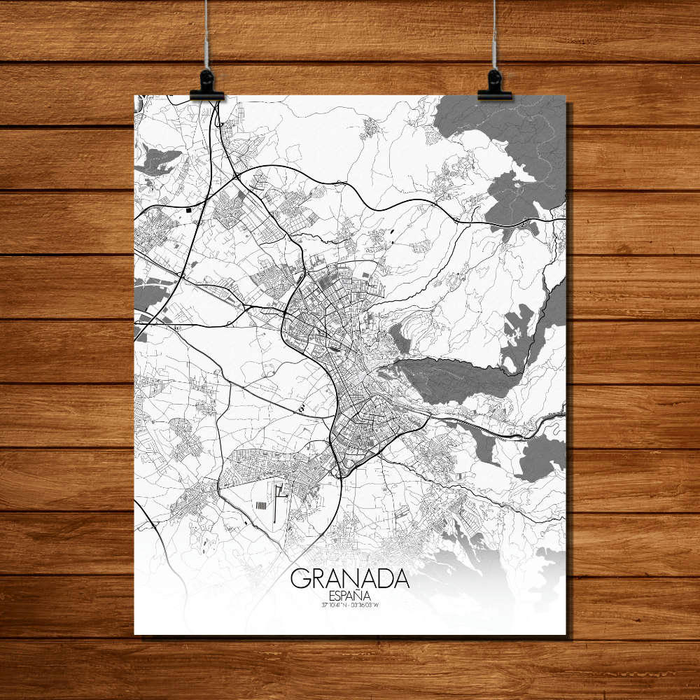 - Affiche Grenade Carte N&B 40x50