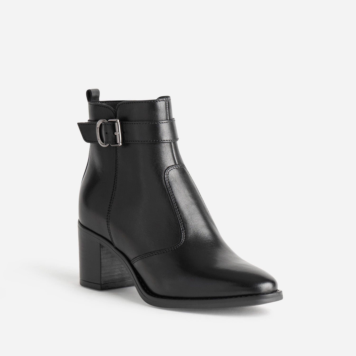 Boots noir cuir à talon