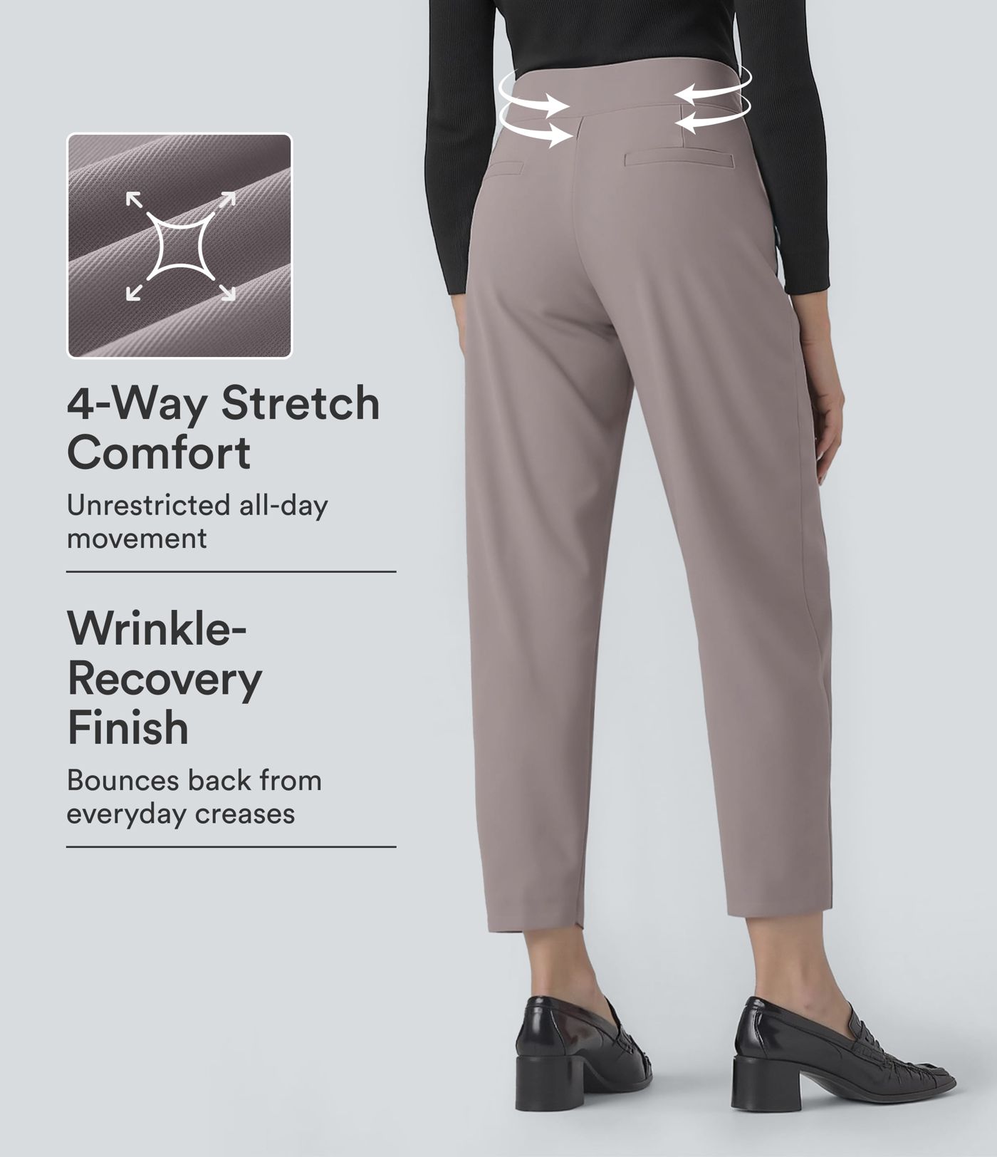 Pantalon tailleur fuselé Halara Flex™ taille mi-haute micro gaufré gainant avec poches