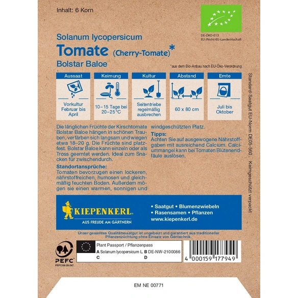 Tomate (Cherry-Tomate), Bio-Qualität, Saatgut