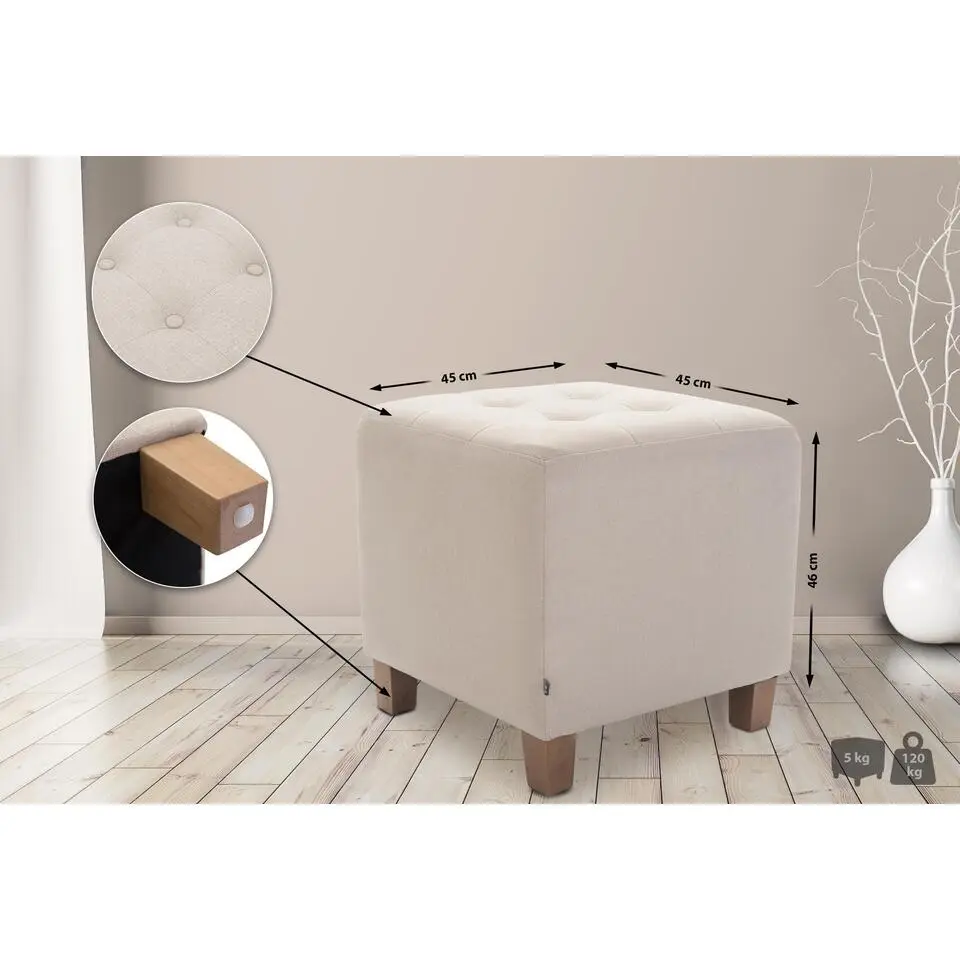 CLP Hocker Pharao antiek licht Frame - Stof - creme