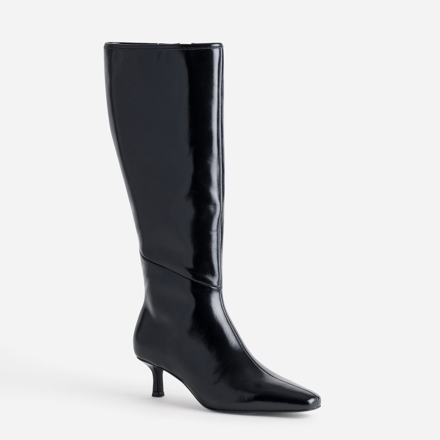 Botte noire cuir kitten-heel