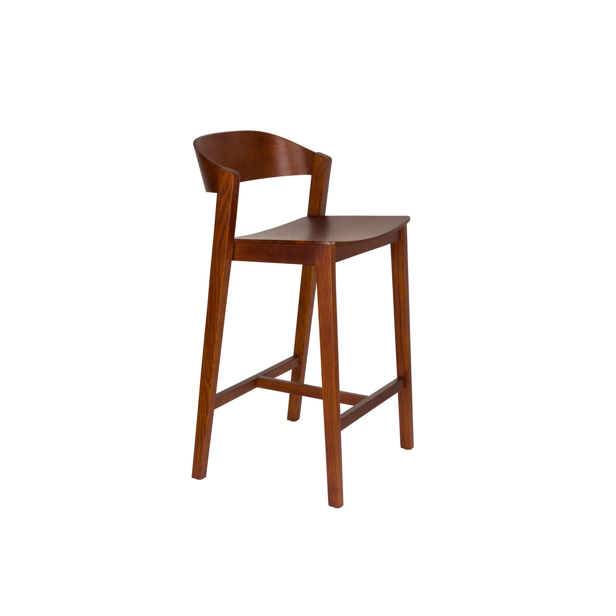 Housecraft Living Wooz Barkruk rugleuning 65 cm Eikenhout Walnoot Bruin