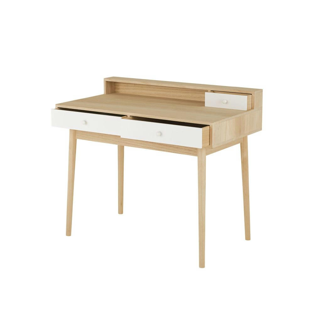Spring - Bureau 3 tiroirs blanc