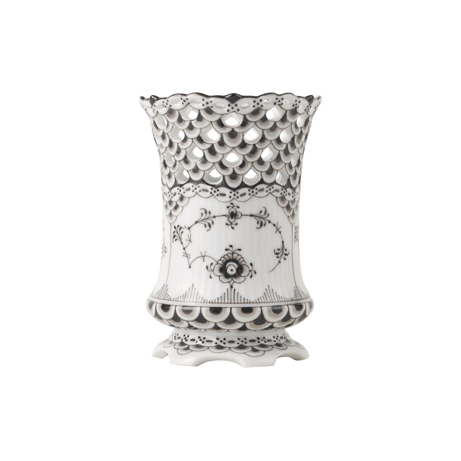 Sort Musselmalet Helblonde vase 11 cm