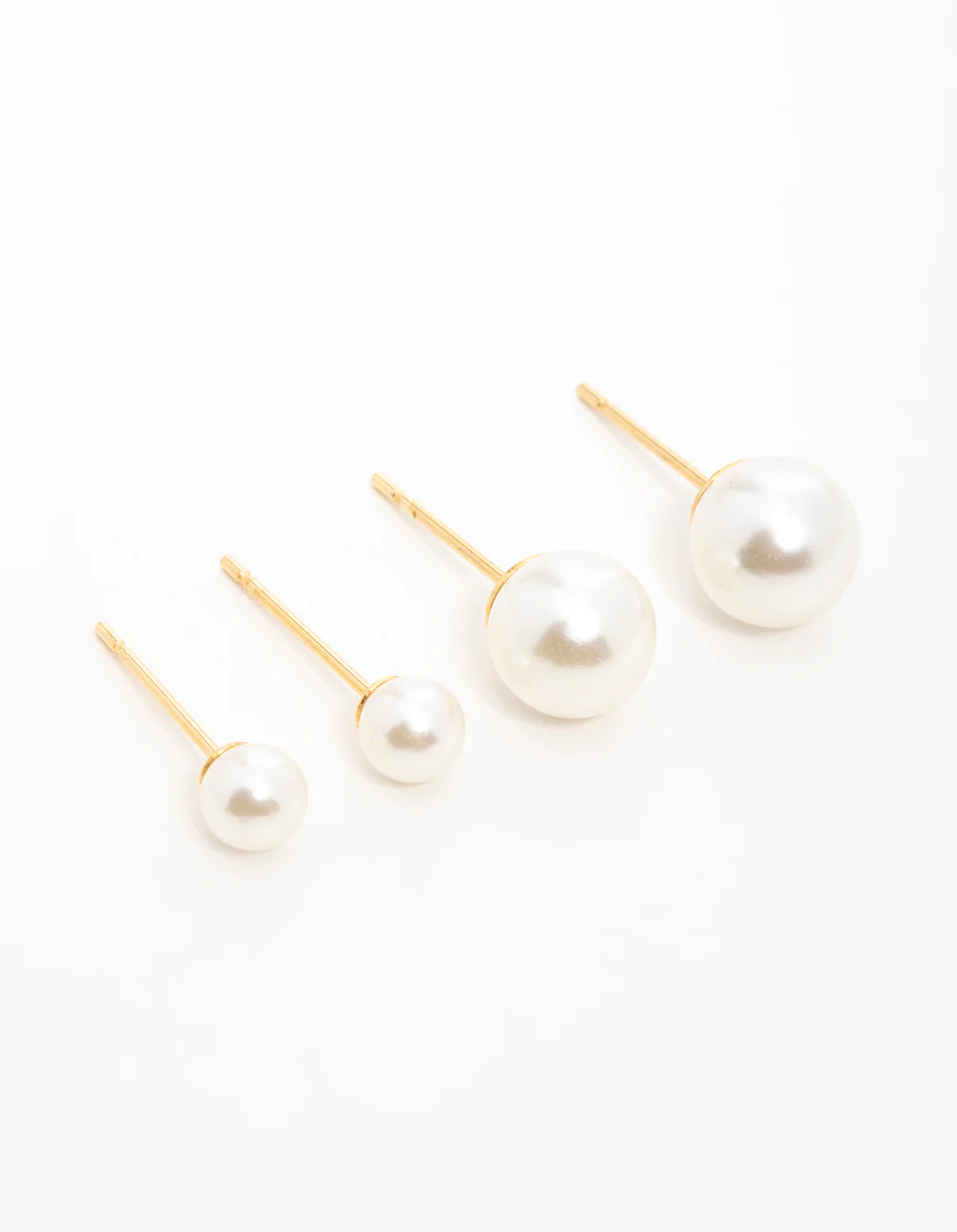 Gold Plated Surgical Steel Pearl Stud Earrings 2-Pack