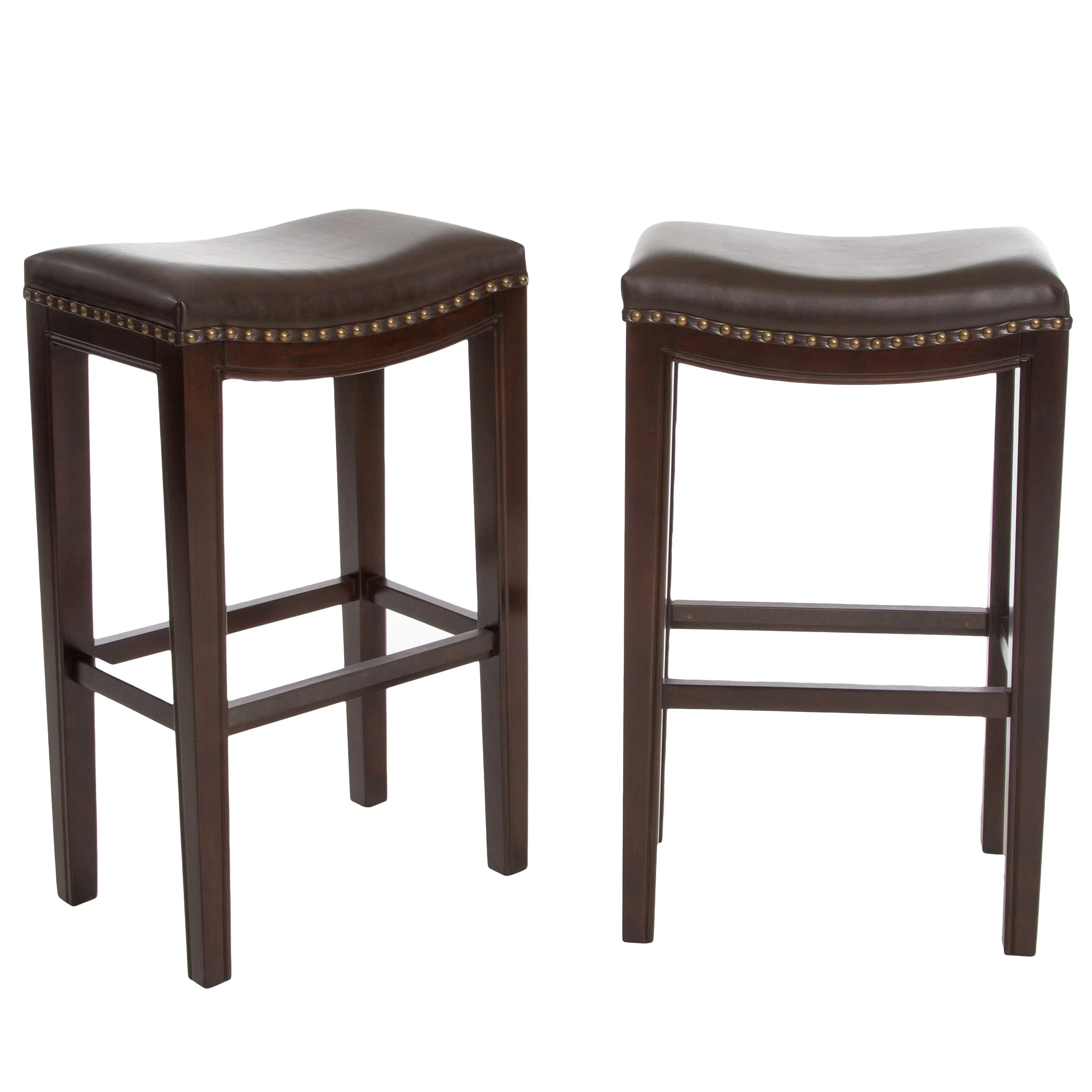 Avondale Brown Bonded Leather Backless Bar Stool (Set of 2) by Christopher Knight Home