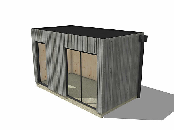 Bureau de jardin ossature bois en bois 4,4 x 2,4 x 2,7 m / menuiseries alu k-line