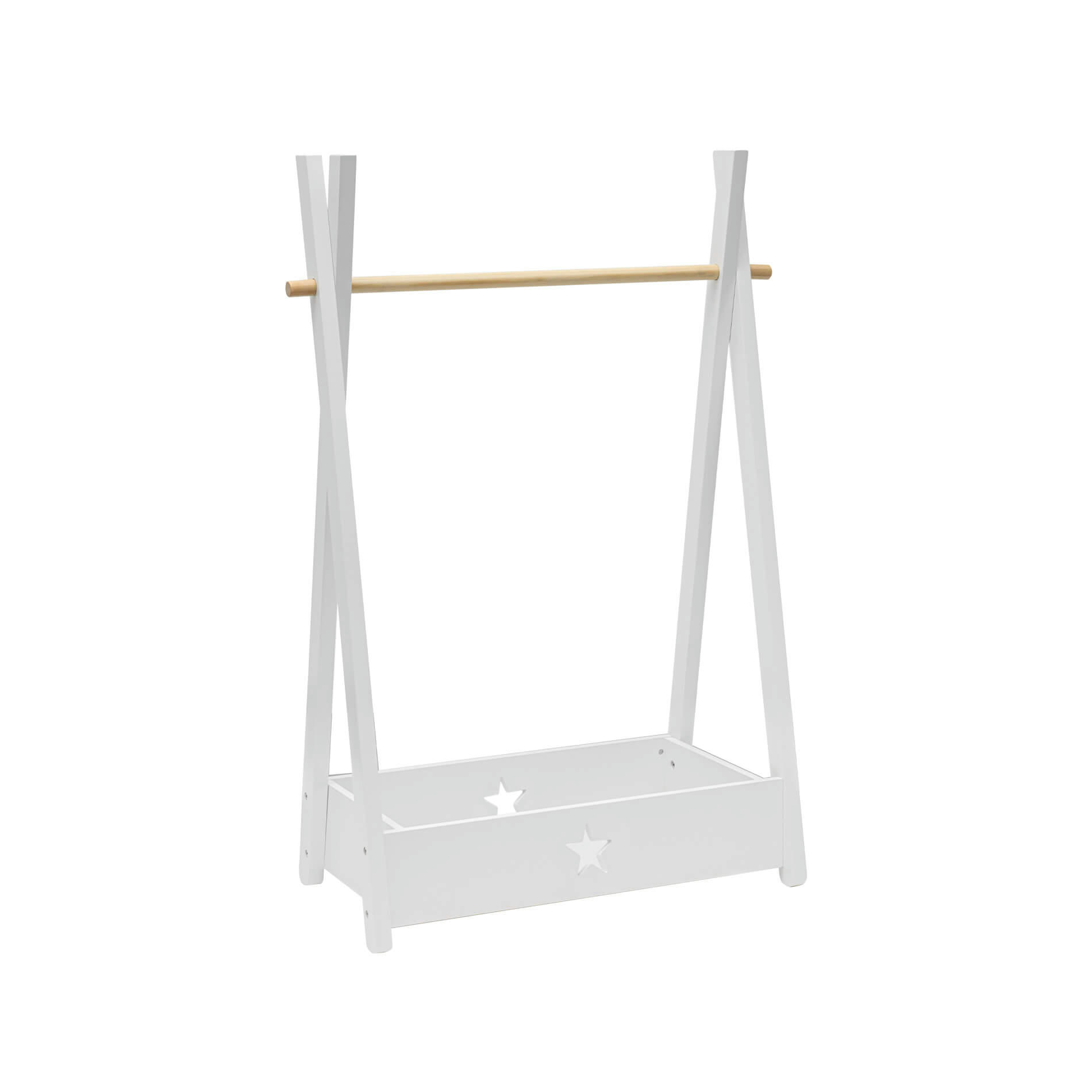 - Porte-manteau enfant blanc et marron pour chambre en MDF et pin