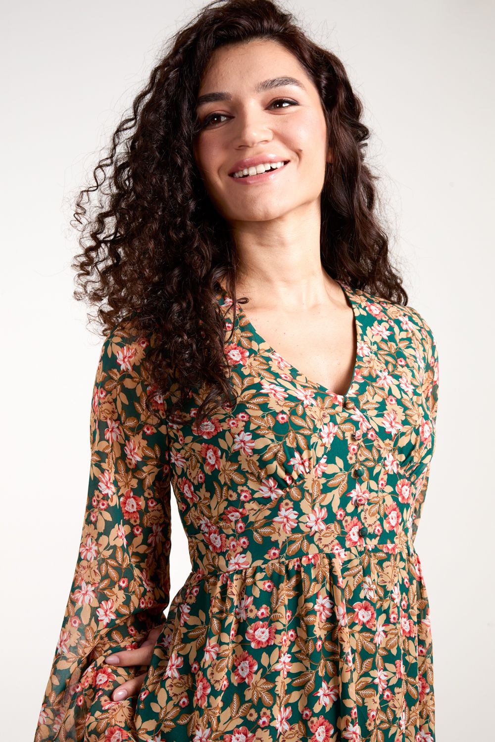 Blue Vanilla Button Through Midi Dress