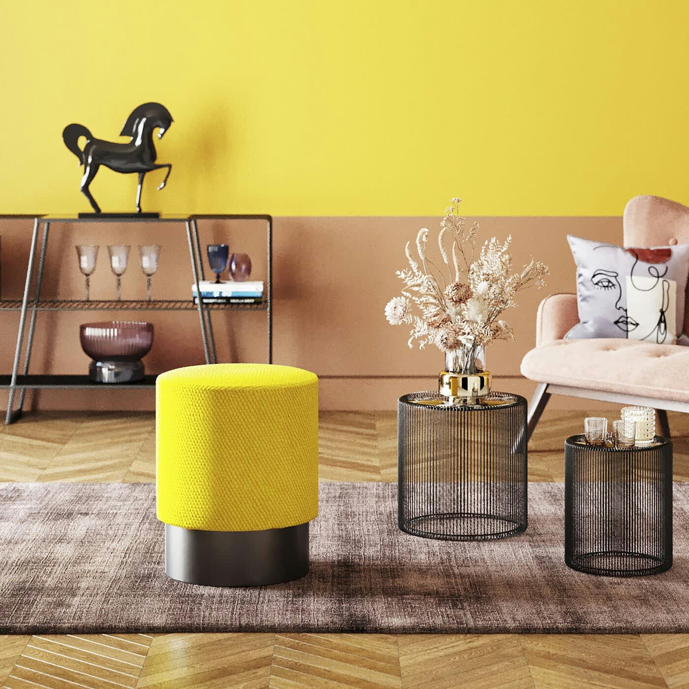 JODY - Tabouret Jody jaune Kare Design