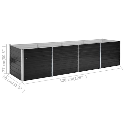NNEVL Garden Raised Bed Anthracite 320x80x77 cm Galvanised Steel