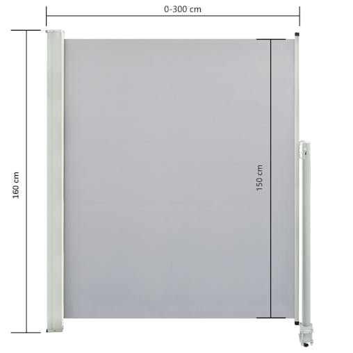 NNEVL Patio Retractable Side Awning 160 x 300 cm Grey