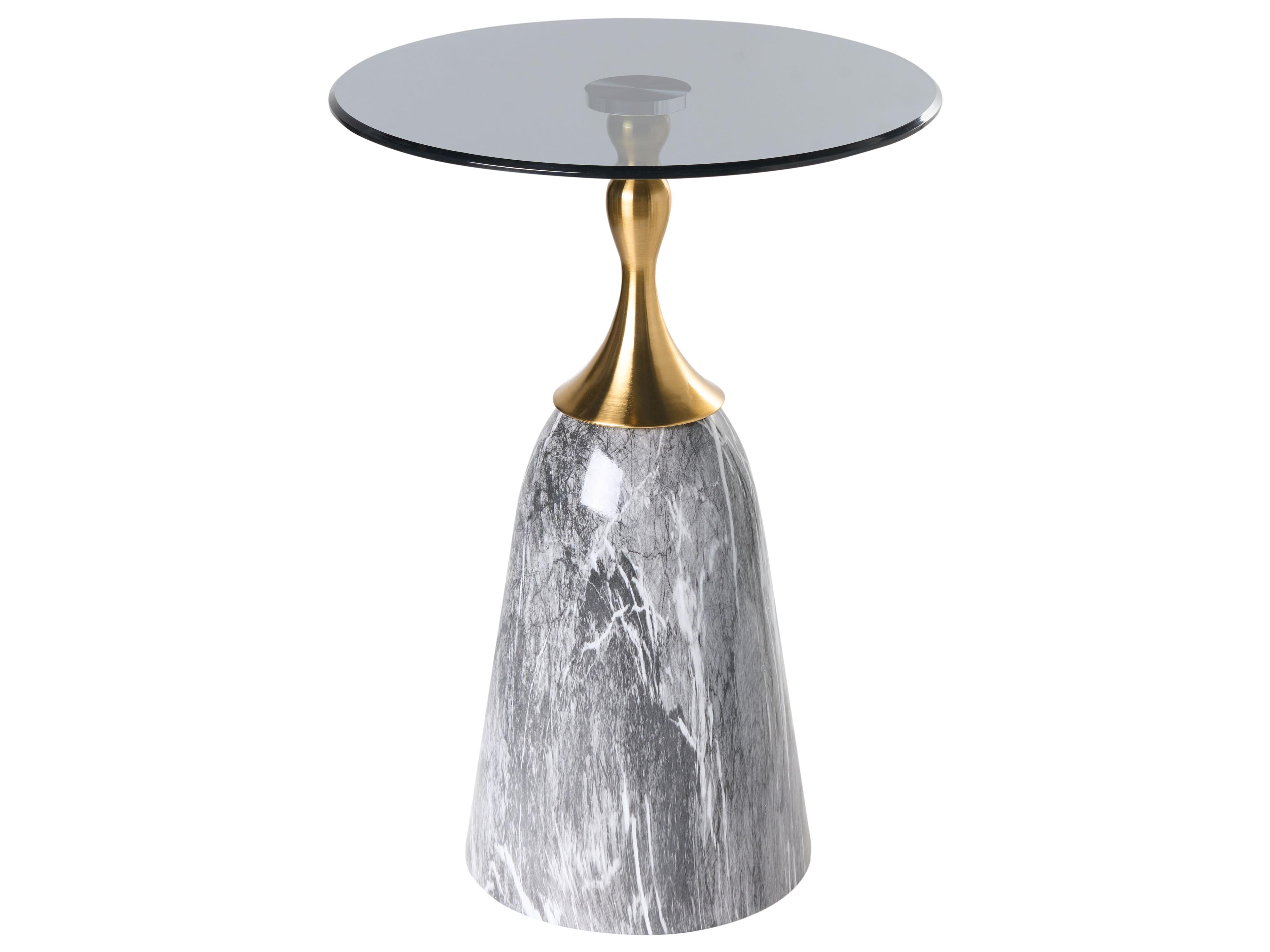 Side Table CARTER Tempered Glass Grey Marble