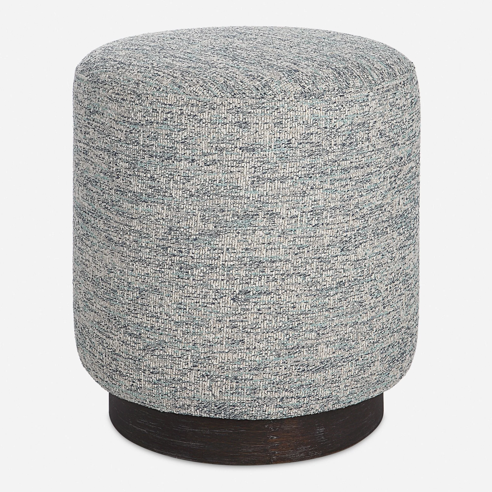 Plush Upholstered Pouf Ottoman - 18 - Blue and White