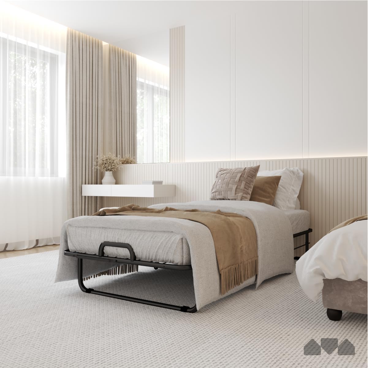 Milliard Deluxe Diplomat Folding Bed with Mattress for Adults, Twin Size, Portable Foldable Bed with Luxurious Memory Foam Mattress & Super Strong Frame, 75” x 38, Fold Up, Roll Away, & Hideaway