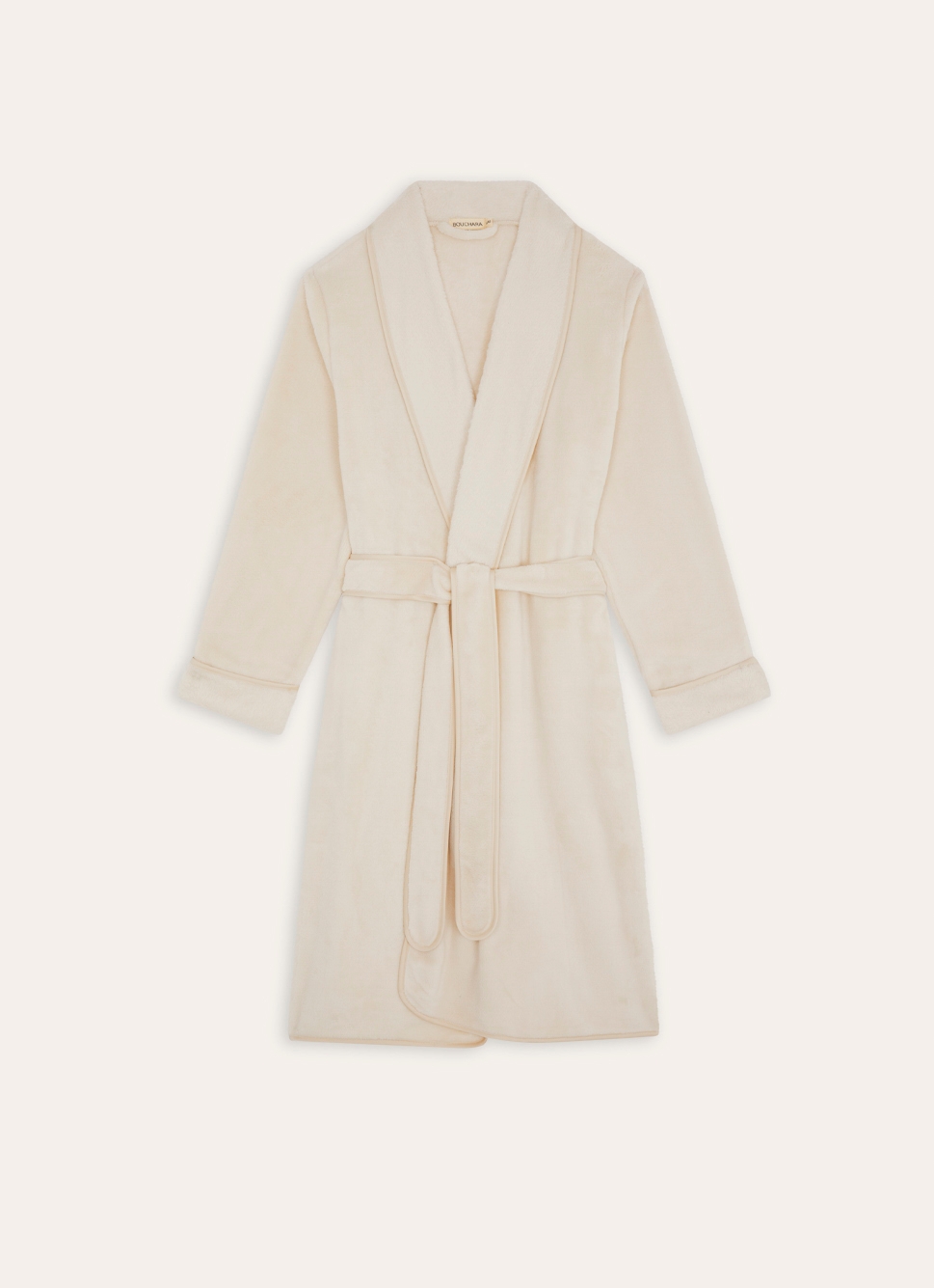 PEIGNOIR EN POLAIRE AVEC DÉTAIL SATIN GRIS