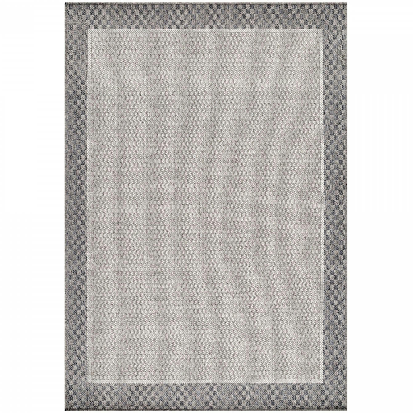 TAPIS - Tapis extérieur tissé plat greige et gris 140x200cm