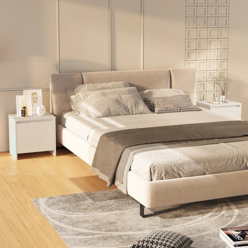 NNEVL Bedside Cabinets 2 pcs White 45x34x44.5 cm Chipboard