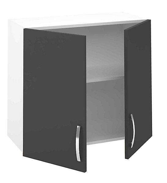 Meuble haut de cuisine avec 2 portes coloris gris - Hauteur 70 x Longueur 80 x profondeur 35 cm
