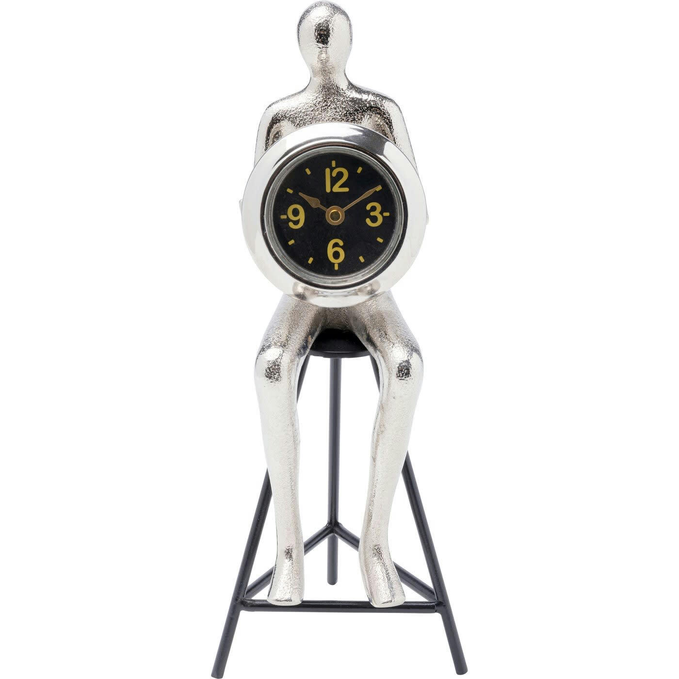 - Horloge de table homme assis argenté tabouret Kare Design