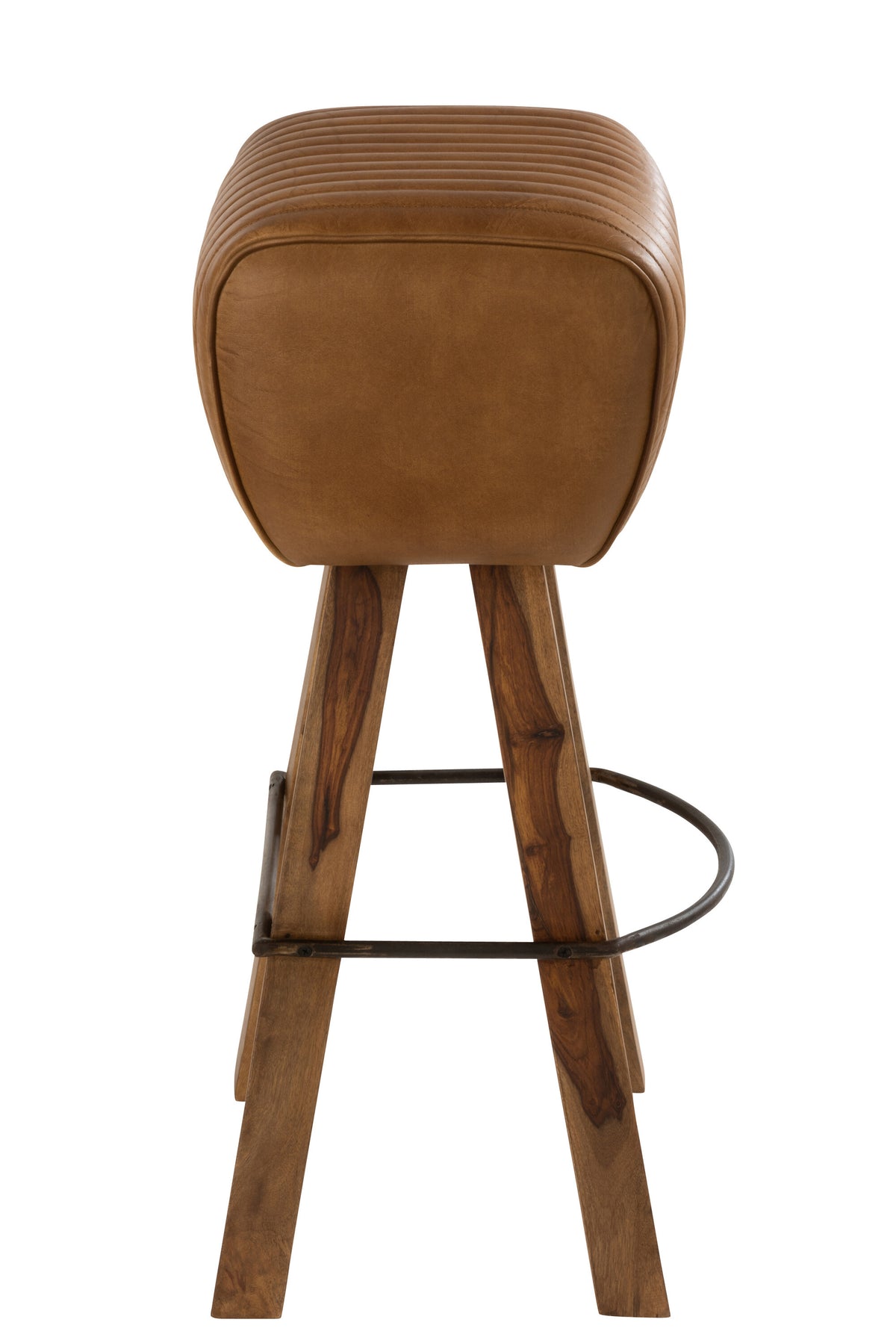 J-Line kruk Gym - leder/hout - camel/naturel