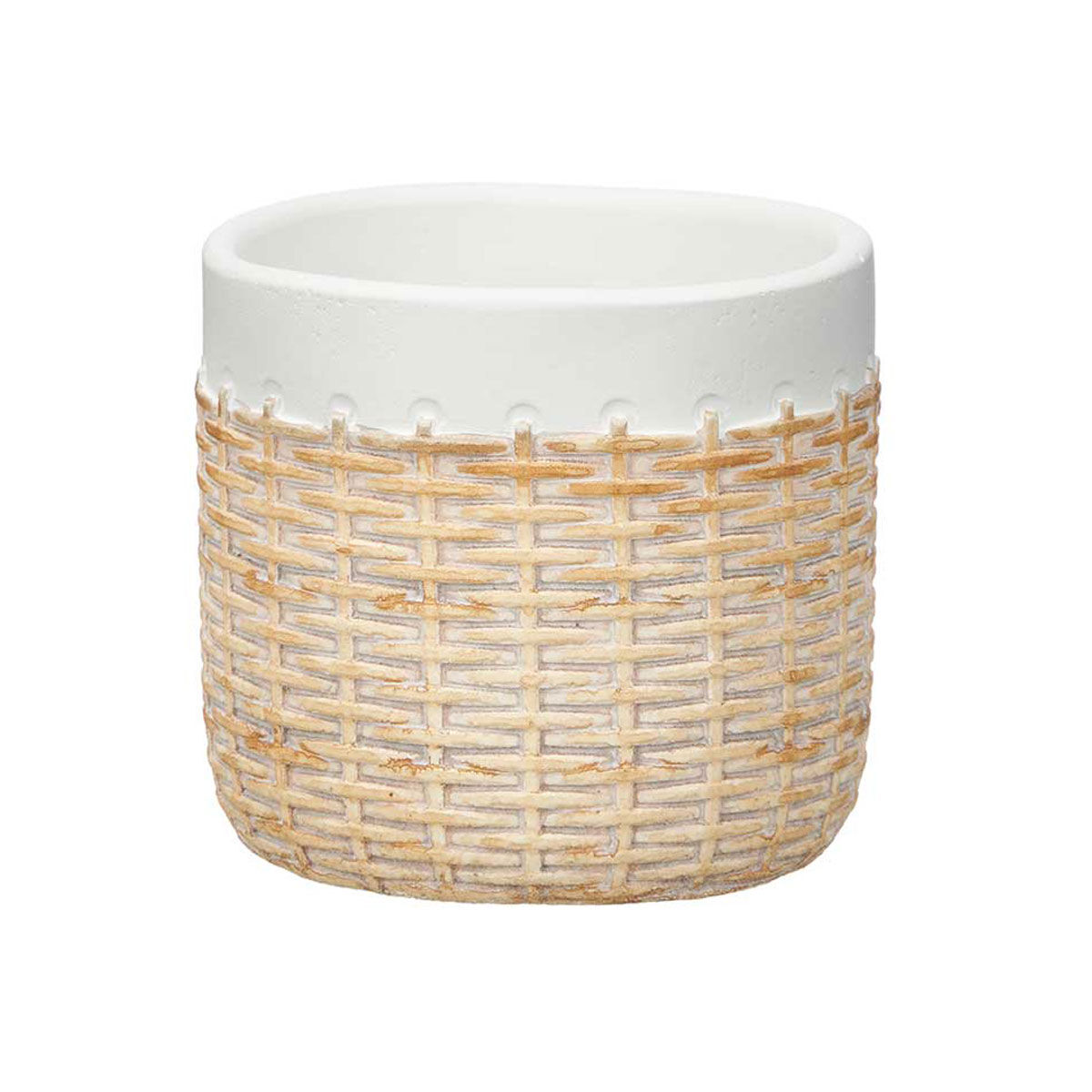Vaso branco com efeito rattan 10cm