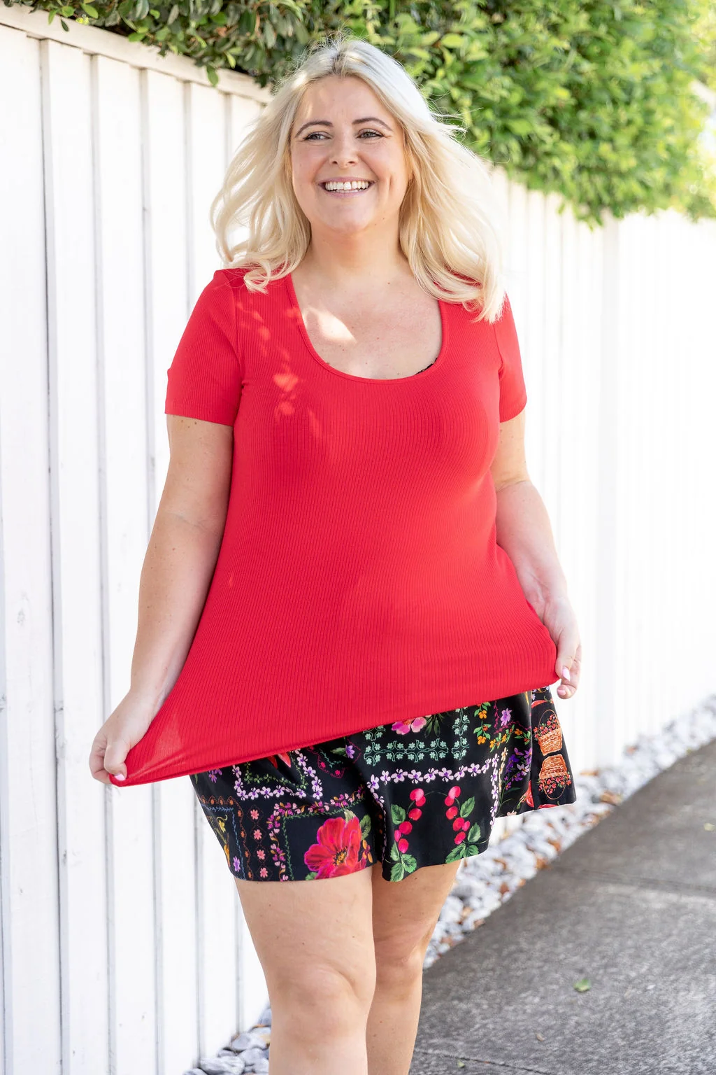 Billi Rib Tee in Red