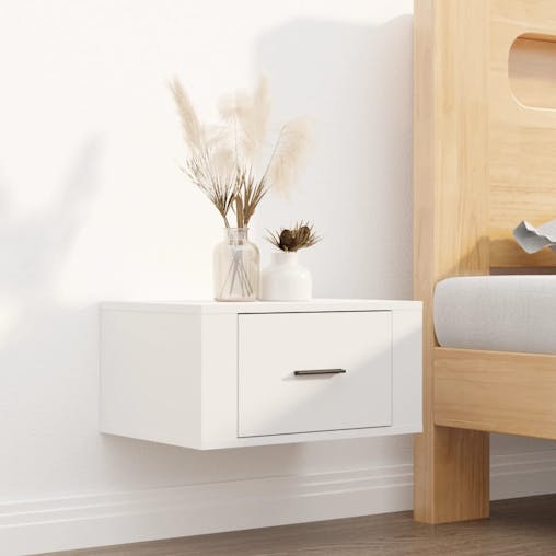 NNEVL Wall-mounted Bedside Cabinets 2 pcs White 50x36x25 cm