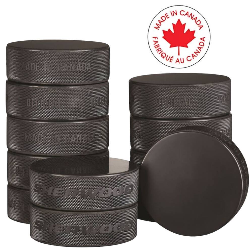 Sherwood Pro Hockey Pucks, Black, 6-oz, 12-pk