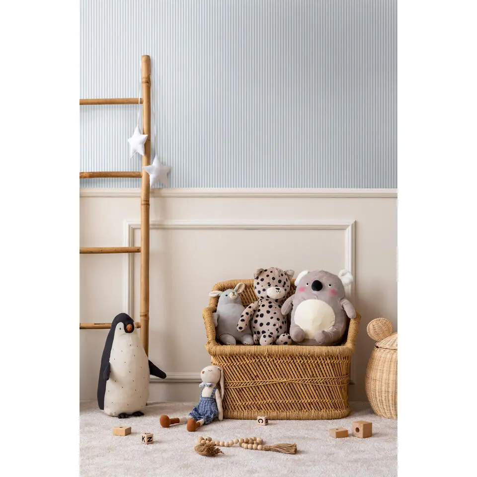 Sanders & Sanders behang strepen vergrijsd blauw - 50 x 900 cm