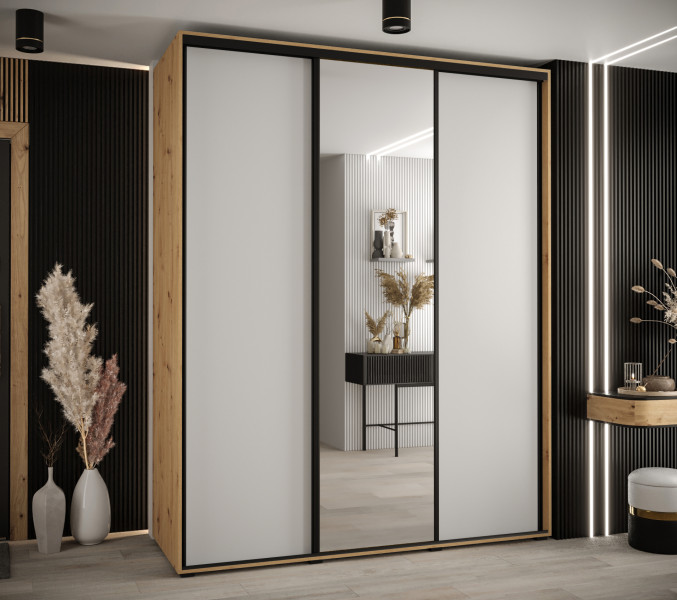 Szafa przesuwna 45 wysoka Davos 3 200 artisan biały czarny