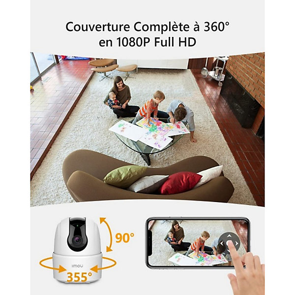 Imou caméra surveillance wifi intérieure 360, connectée 1080p avec détection humaine, suivi intelligent, audio bidirectionnel