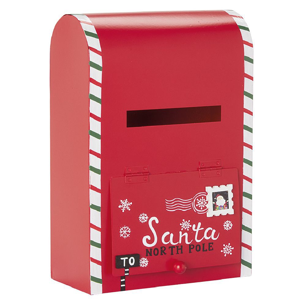 BoÎte aux lettres de No&euml;l en métal rouge
