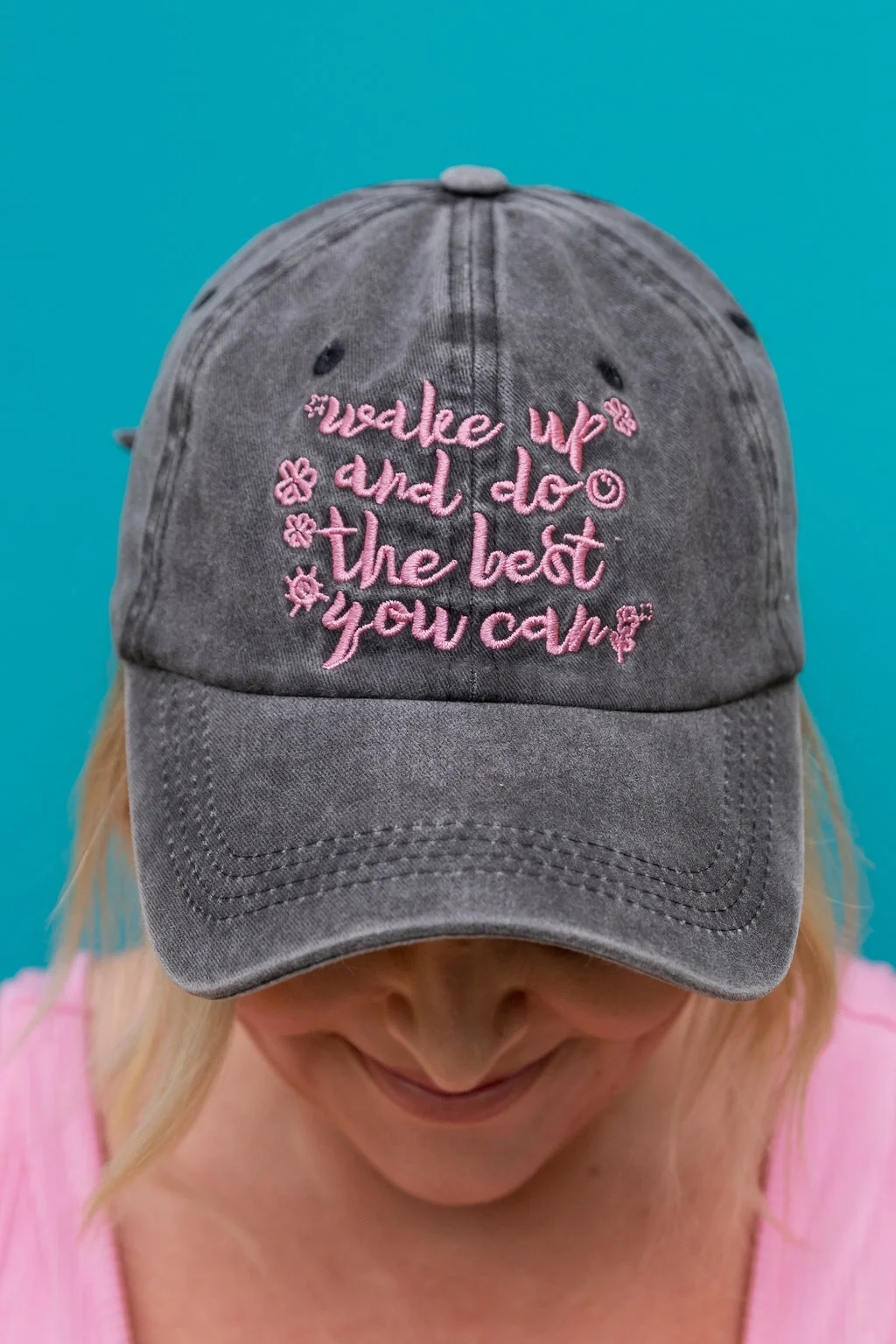 Essentials Slogan Cap in Show Up Black