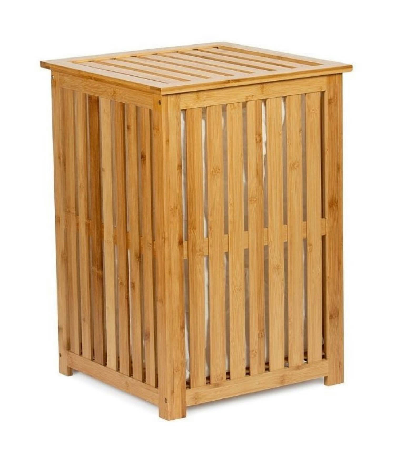 BAMBOU - Panier à linge en bambou avec sac intérieur amovible