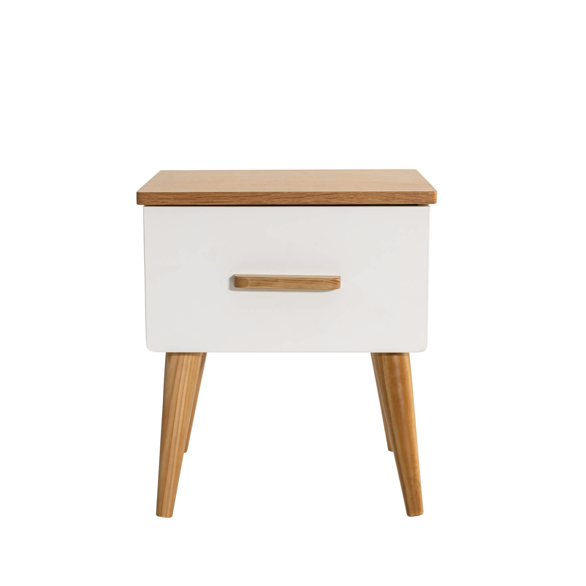 - Chevet en bois naturel et blanc